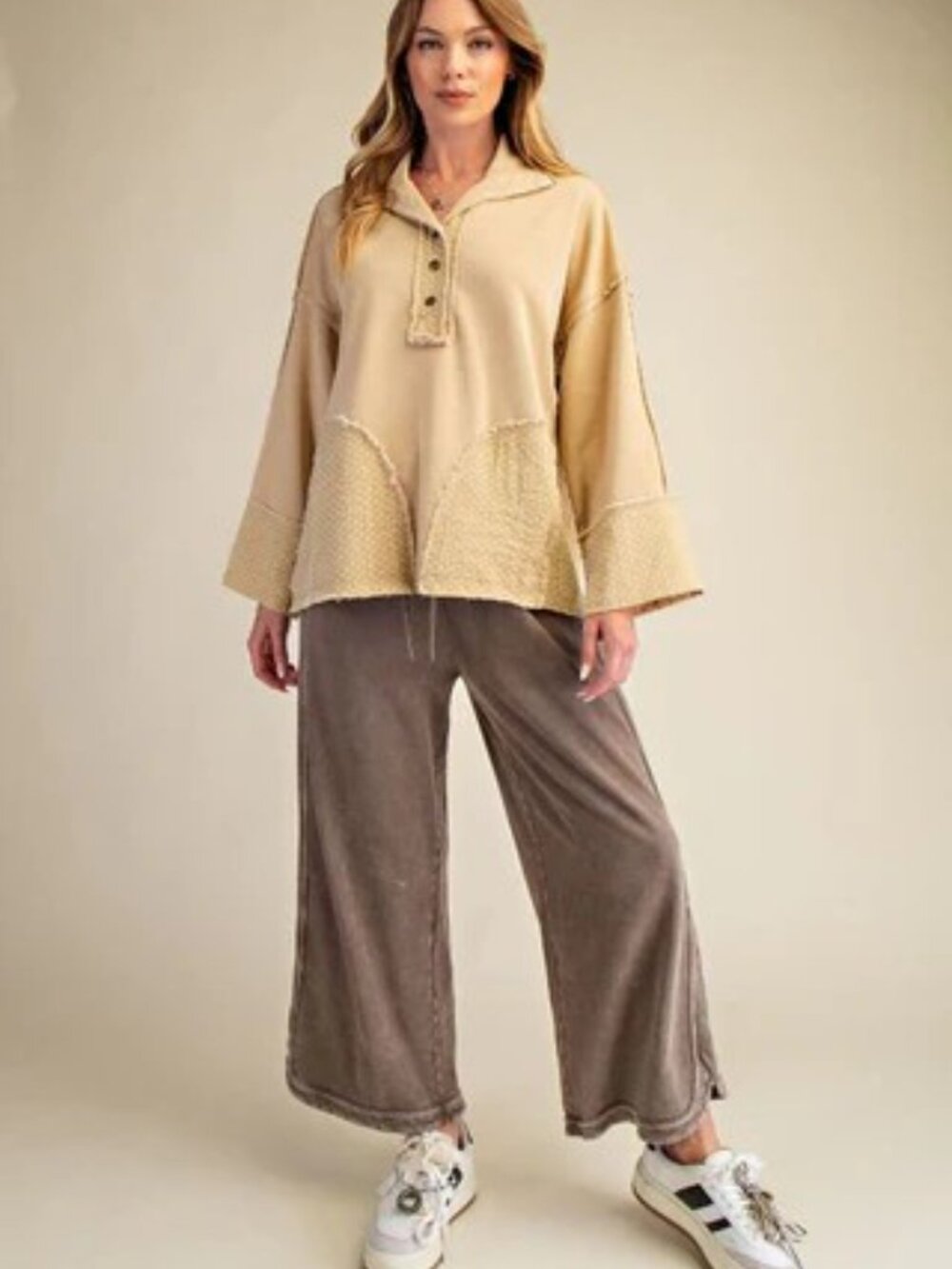 Three Bird Nest Mineral Wash Terry Knit Wide Leg Pants• XL - Picture 9 of 11